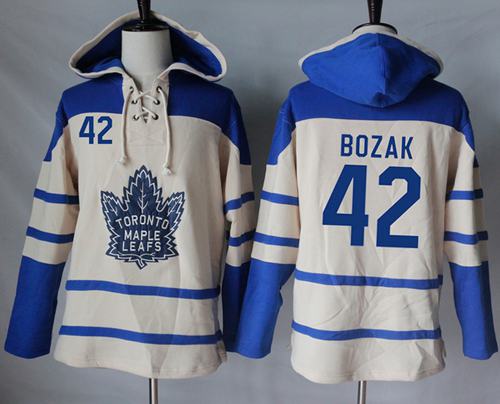 Maple Leafs #42 Tyler Bozak Cream Sawyer Hooded Sweatshirt Stitched Jersey