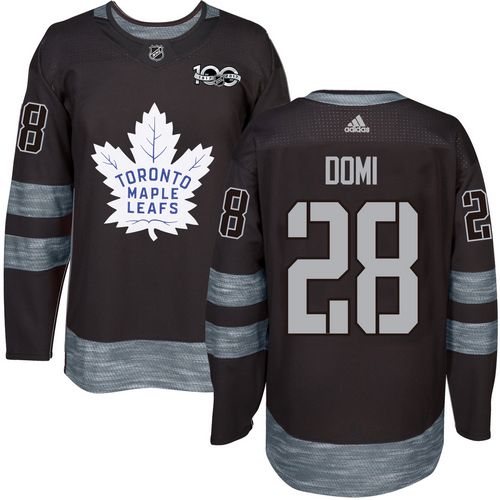 Maple Leafs #28 Tie Domi Black 1917-2017 100th Anniversary Stitched Jersey