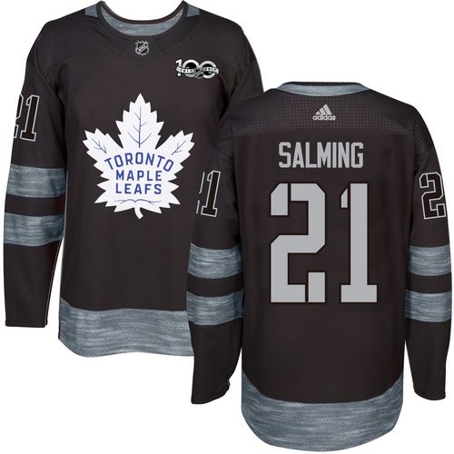 Maple Leafs #21 Borje Salming Black 1917-2017 100th Anniversary Stitched Jersey