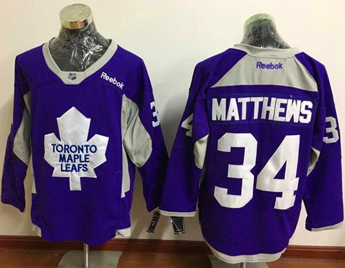 Maple Leafs #34 Auston Matthews Purple Practice Stitched Jersey