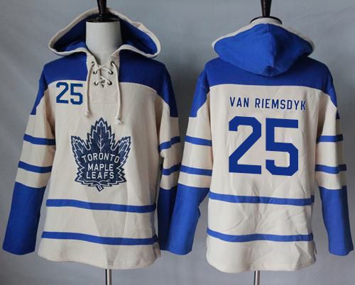 Maple Leafs #25 James Van Riemsdyk Cream Sawyer Hooded Sweatshirt Stitched Jersey