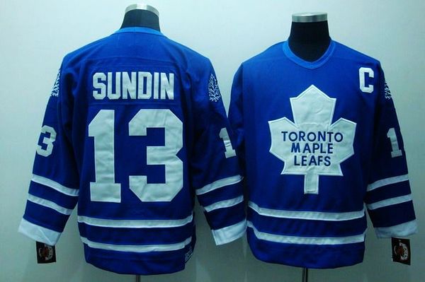 Maple Leafs #13 Mats Sundin Stitched Blue CCM Throwback Jersey