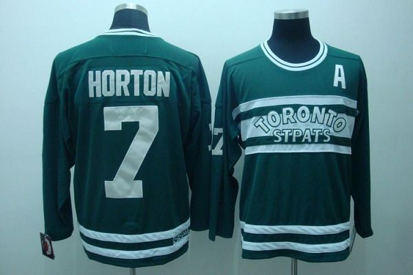 Maple Leafs #7 Tim Horton Stitched Greem CCM Throwback Jersey