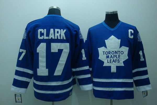 Maple Leafs #17 Wendel Clark Stitched Blue CCM Throwback Jersey