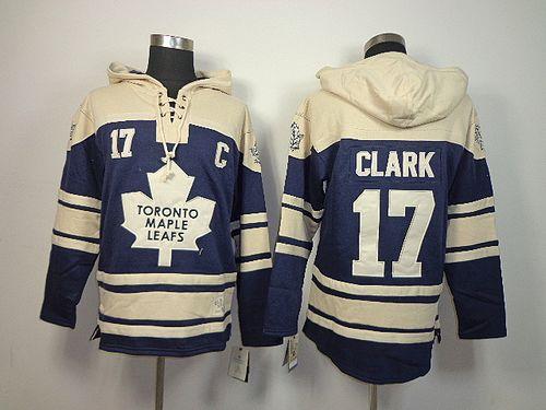 Maple Leafs #17 Wendel Clark Blue Sawyer Hooded Sweatshirt Stitched Jersey