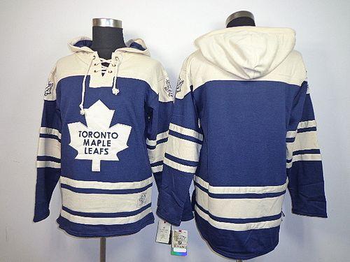 Maple Leafs Blank Blue Sawyer Hooded Sweatshirt Stitched Jersey