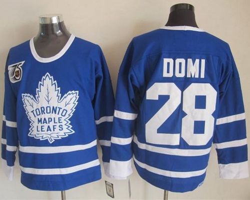 Maple Leafs #28 Tie Domi Blue 75th CCM Throwback Stitched Jersey