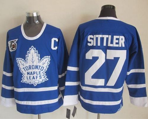 Maple Leafs #27 Darryl Sittler Blue 75th CCM Throwback Stitched Jersey