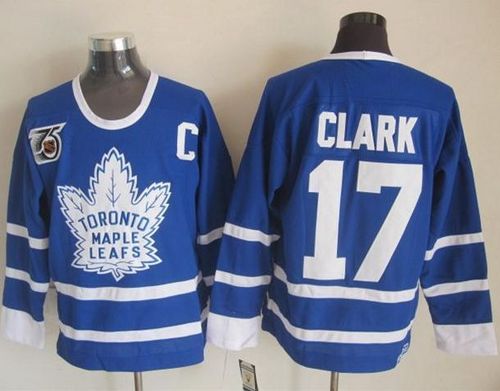 Maple Leafs #17 Wendel Clark Blue 75th CCM Throwback Stitched Jersey