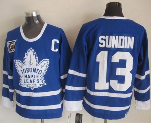 Maple Leafs #13 Mats Sundin Blue 75th CCM Throwback Stitched Jersey