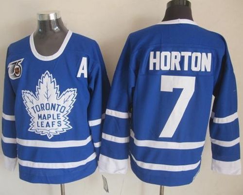 Maple Leafs #7 Tim Horton Blue 75th CCM Throwback Stitched Jersey