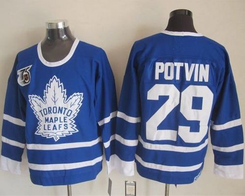Maple Leafs #29 Felix Potvin Blue 75th CCM Throwback Stitched Jersey