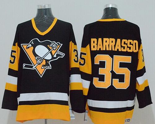 Mitchell Ness Penguins #35 Tom Barrasso Black Stitched Jersey