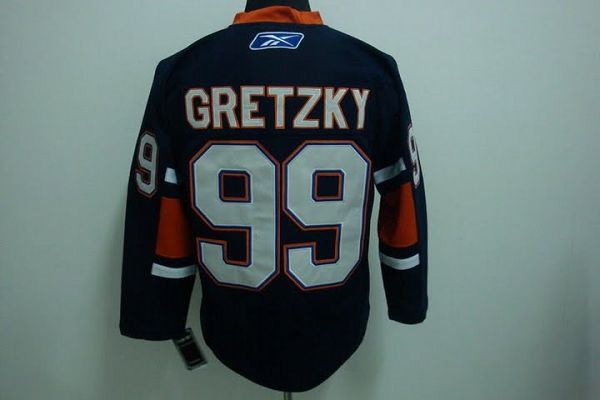 Mitchell Ness Oilers #99 Wayne Gretzky Dark Blue Stitched Throwback Jersey