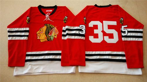Mitchell And Ness 1960-61 Blackhawks #35 Tony Esposito Red Stitched Jersey
