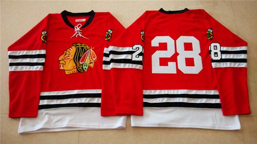Mitchell And Ness 1960-61 Blackhawks #28 Steve Larmer Red Stitched Jersey