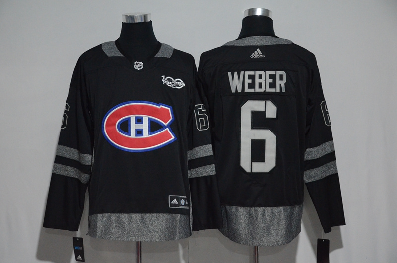 Montreal Canadiens #6 Shea Weber Black 1917-2017 100th Anniversary Stitched Jersey