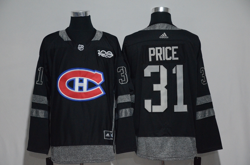 Montreal Canadiens #31 Carey Price Black 1917-2017 100th Anniversary Stitched Jersey