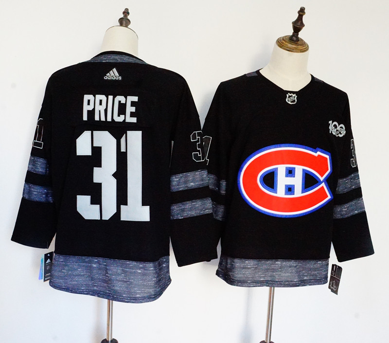 Montreal Canadiens #31 Carey Price Black 1917-2017 100th Anniversary Stitched Adidas Jersey
