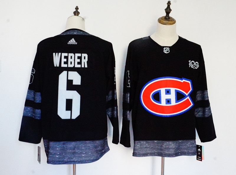Montreal Canadiens #6 Shea Weber Black 1917-2017 100th Anniversary Stitched Adidas Jersey