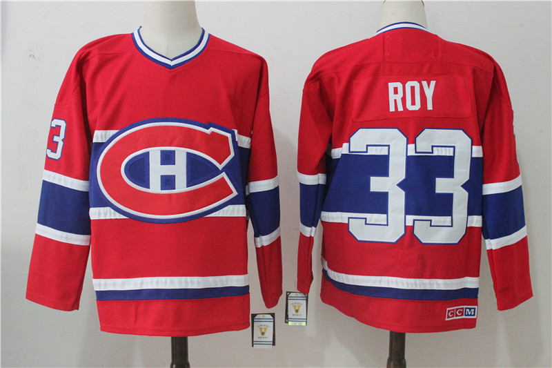 Montreal Canadiens #33 Patrick Roy Red Throwback CCM Stitched Jersey