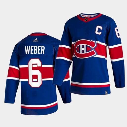 Montreal Canadiens #6 Shea Weber 2021 Blue Reverse Retro Stitched Jersey