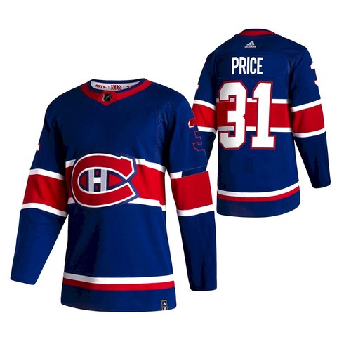 Montreal Canadiens #31 Carey Price 2021 Blue Reverse Retro Stitched Jersey