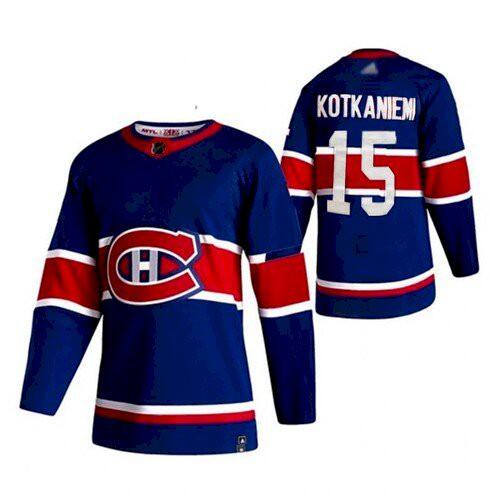 Montreal Canadiens #15 Jesperi Kotkaniemi 2021 Blue Reverse Retro Stitched Jersey