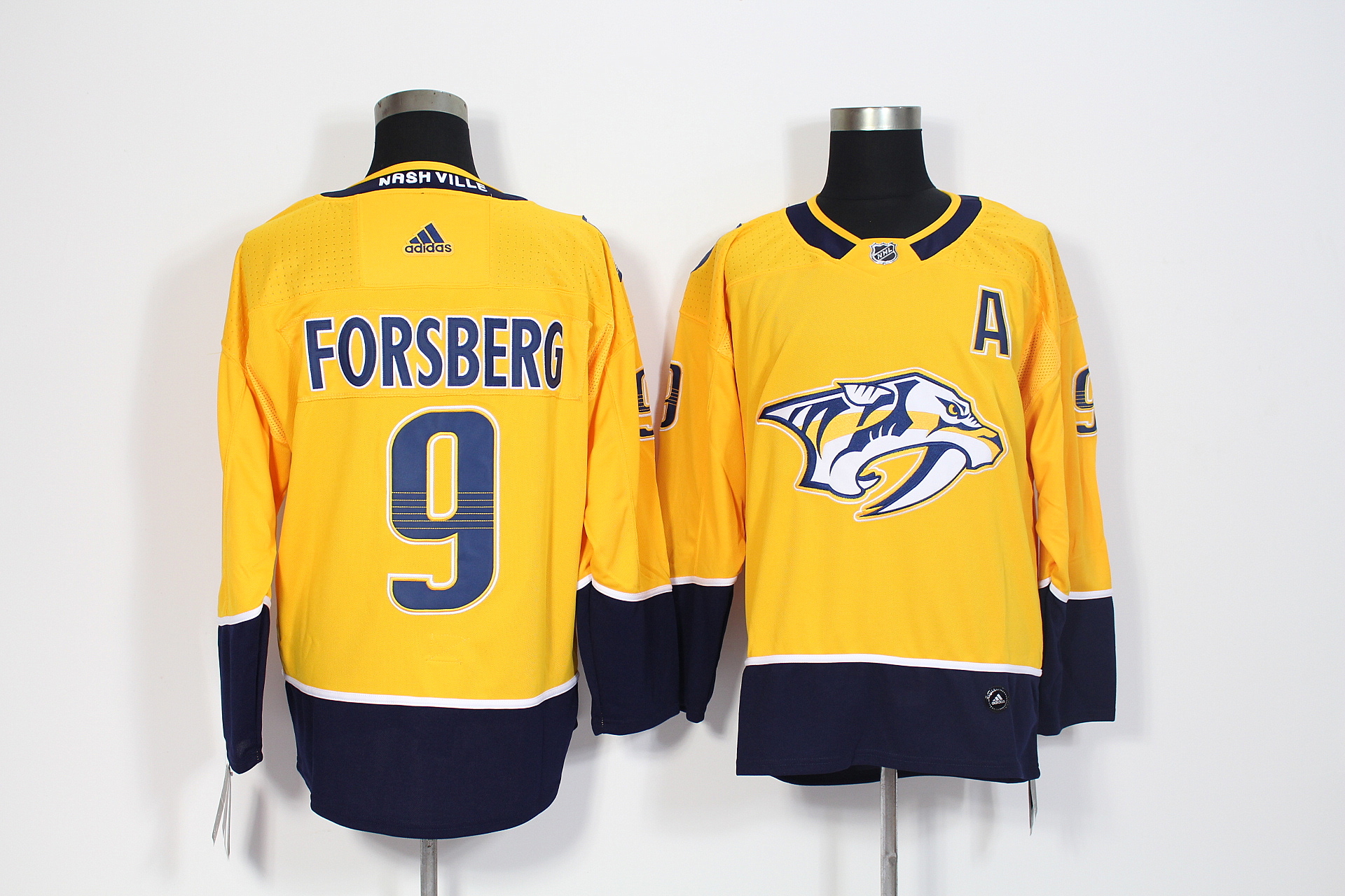 Nashville Predators #9 Filip Forsberg Yellow Stitched Adidas Jersey