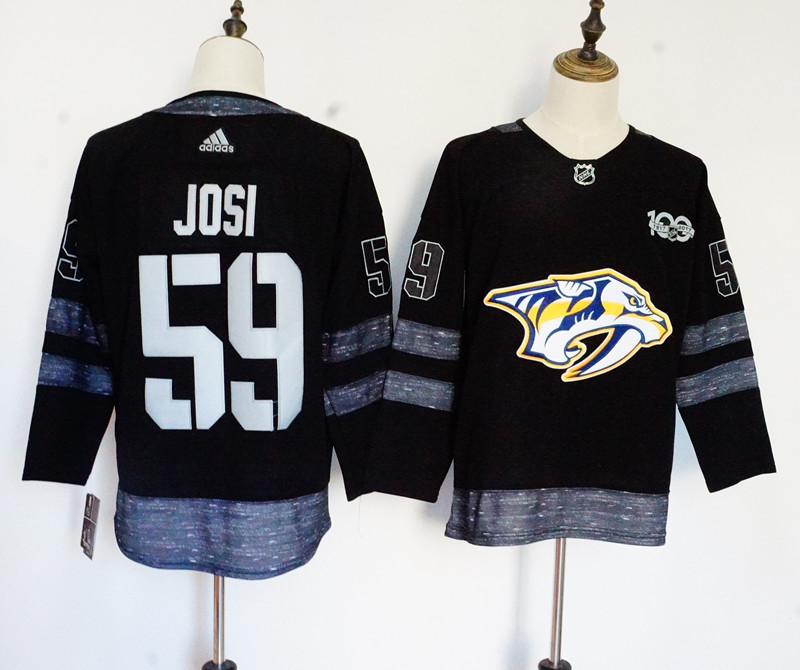 Nashville Predators #59 Roman Josi Black 1917-2017 100th Anniversary Stitched Adidas Jersey