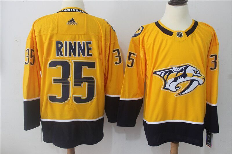 Nashville Predators #35 Pekka Rinne Yellow Stitched Adidas Jersey