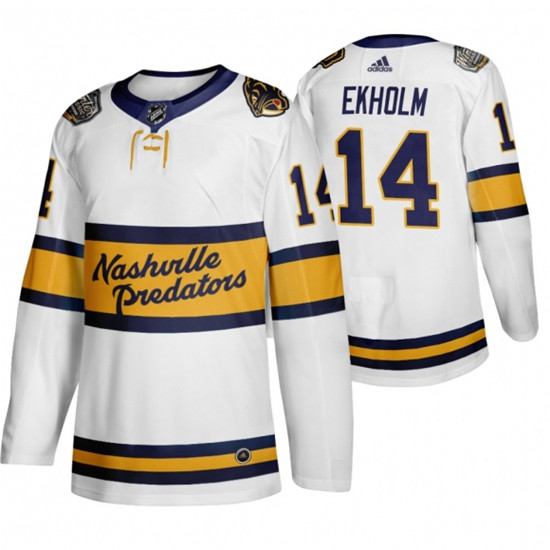 Nashville Predators Adidas #14 Mattias Ekholm White 2020 Winter Stitched Jersey