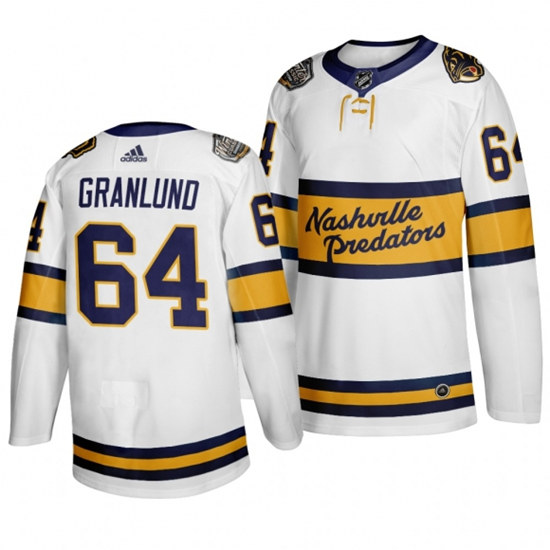 Nashville Predators Adidas#64 Mikael Granlund White 2020 Winter Stitched Jersey