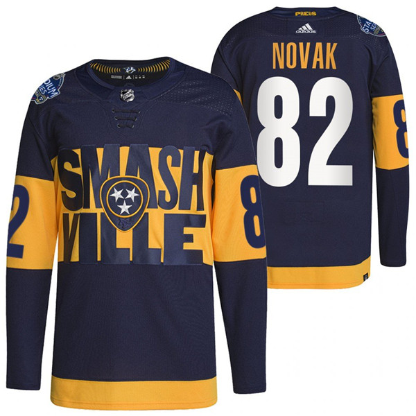 Nashville Predators #82 Tommy Novak 2022 Navy Stadium Series Breakaway Player Stitched Jersey