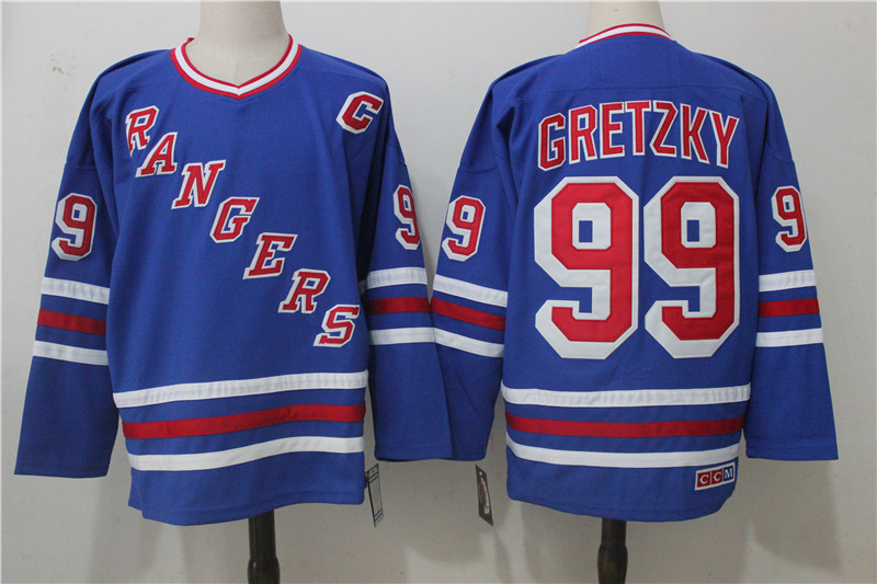 New York Rangers #99 Wayne Gretzky Royal Throwback CCM Stitched Jersey