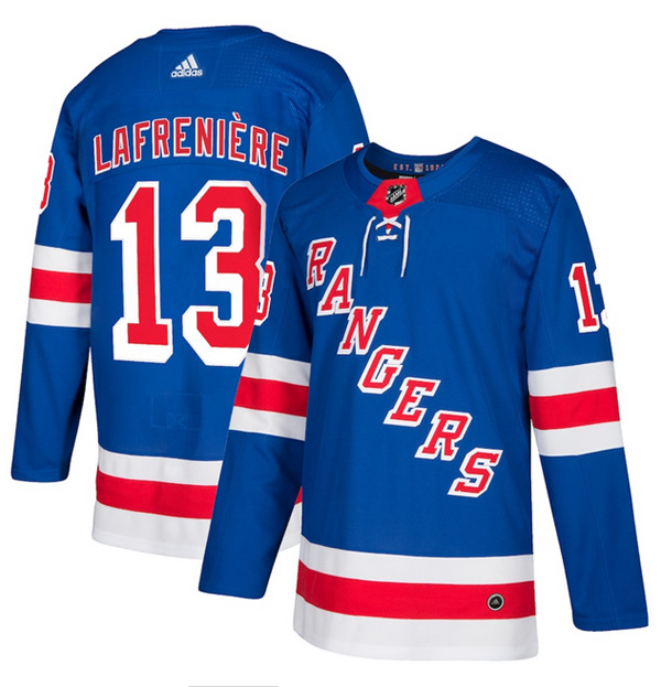 New York Rangers #13 Alexis Lafrenière Blue Stitched Jersey