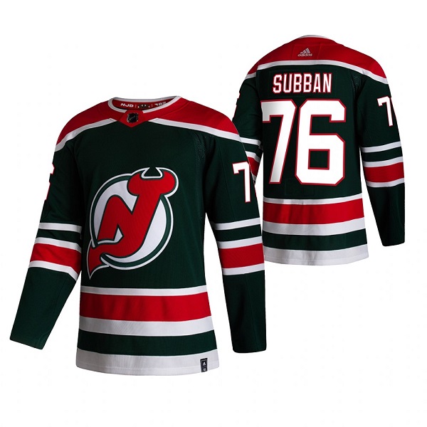 New Jersey Devils #76 P.K. Subban Green Reverse Retro Stitched Jersey