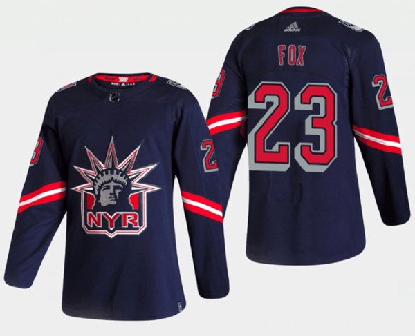 New York Rangers #23 Adam Fox 2021 Navy Reverse Retro Stitched Jersey