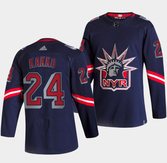New York Rangers #24 Kaapo Kakko 2021 Navy Reverse Retro Stitched Jersey