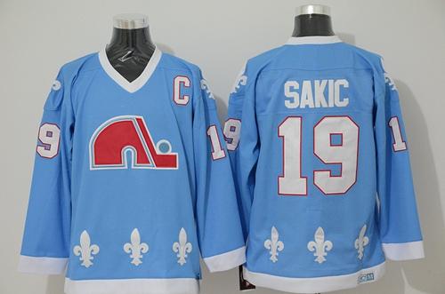 Nordiques #19 Joe Sakic Light Blue CCM Throwback Stitched Jersey