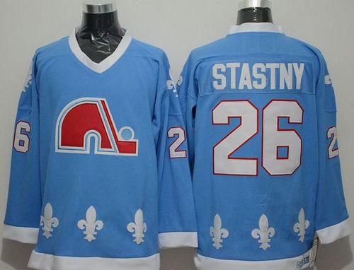 Nordiques #26 Peter Stastny Light Blue CCM Throwback Stitched Jersey