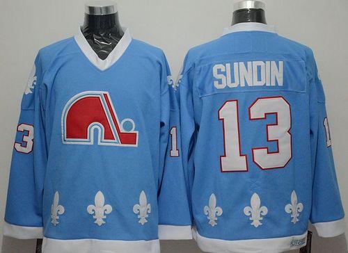 Nordiques #13 Mats Sundin Light Blue CCM Throwback Stitched Jersey