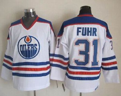 Oilers #31 Grant Fuhr White CCM Throwback Stitched Jersey