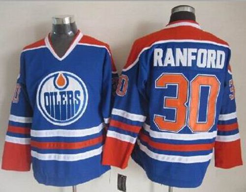 Oilers #30 Bill Ranford Light Blue CCM Throwback Stitched Jersey