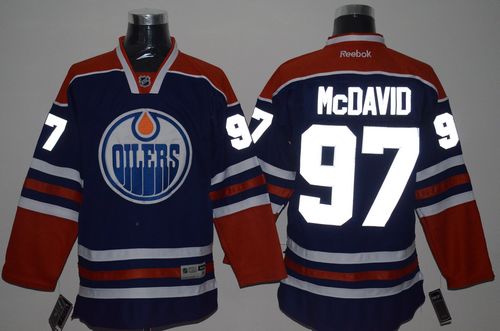 Oilers #97 Connor McDavid Light Blue Reflective Version Stitched Jersey