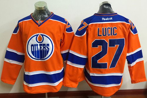 Oilers #27 Milan Lucic Orange Stitched Jersey