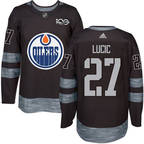 Oilers #27 Milan Lucic Black 1917-2017 100th Anniversary Stitched Jersey