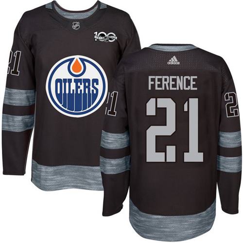 Oilers #21 Andrew Ference Black 1917-2017 100th Anniversary Stitched Jersey