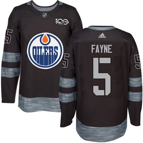 Oilers #5 Mark Fayne Black 1917-2017 100th Anniversary Stitched Jersey