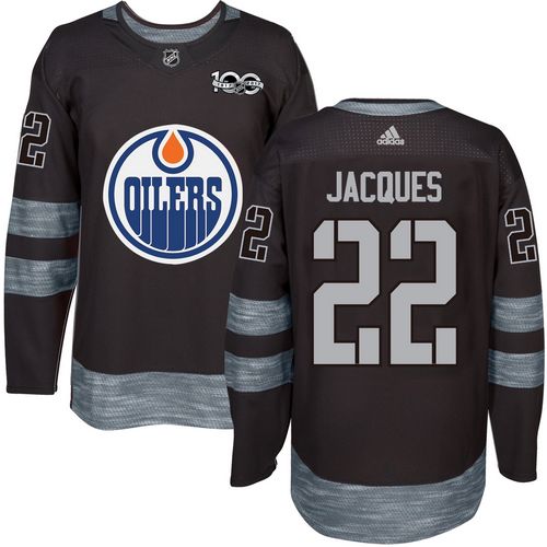 Oilers #22 Jean-Francois Jacques Black 1917-2017 100th Anniversary Stitched Jersey